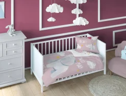 Dzieci Pościel bambusowa do łóżeczka RÓŻOWY SŁOŃ 100x135 cm