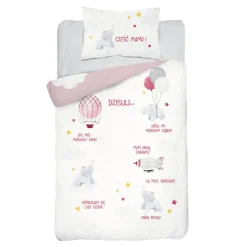 Dzieci Pościel bambusowa do łóżeczka RÓŻOWY SŁOŃ 100x135 cm