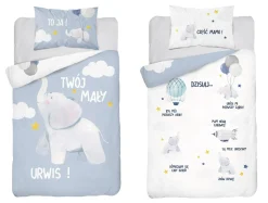 Dzieci Pościel bambusowa do łóżeczka NIEBIESKI SŁOŃ 100x135 cm