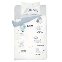 Dzieci Pościel bambusowa do łóżeczka NIEBIESKI SŁOŃ 100x135 cm