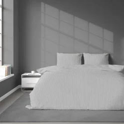 Pościel bawełniana adamaszek jasnoszara PURE 220x200 cm