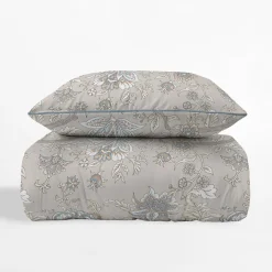 inny Pościel bawełniana beżowa w kwiaty PERKAL 220x200 cm