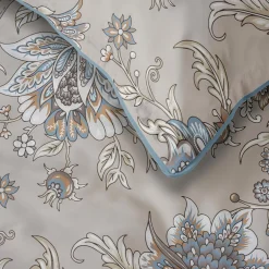 inny Pościel bawełniana beżowa w kwiaty PERKAL 220x200 cm