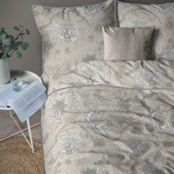 inny Pościel bawełniana beżowa w kwiaty PERKAL 220x200 cm