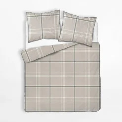 Pościele|inny Pościel bawełniana beżowa w kratkę PERKAL 160x200 cm
