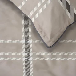 Pościele|inny Pościel bawełniana beżowa w kratkę PERKAL 160x200 cm