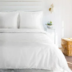 Eurofirany Pościel bawełniana biała RETRO 160x200 cm