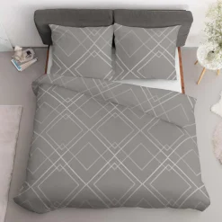 Pościele|inny Pościel bawełniana geometryczna, szara HOME SATIN 220x200 cm