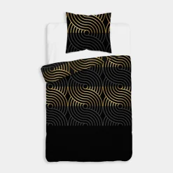 inny Pościel bawełniana geometryczna czarna HOME SATIN 140x200 cm