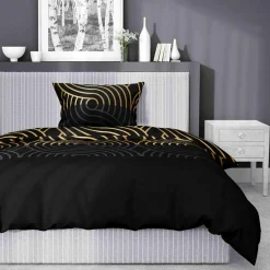 inny Pościel bawełniana geometryczna czarna HOME SATIN 140x200 cm