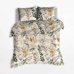 inny Pościel bawełniana polana beżowa 220x200 cm