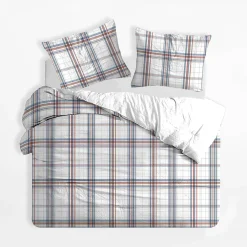 inny Pościel bawełniana w czerwono-niebieską kratę BOHOO 160x200 cm