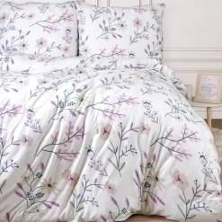 Pościele|Darymex Pościel bawełniana w fioletowe rośliny JERSEYLOVE 160x200 cm