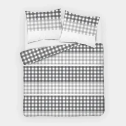 Pościele|inny Pościel bawełniana w kratę szara HOME SATIN 220x200 cm