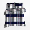 inny Pościel bawełniana w kratkę granatowa 220x200 cm