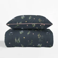 Pościele|inny Pościel bawełniana w kwiaty czarna PERKAL 160x200 cm