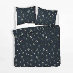 Pościele|inny Pościel bawełniana w kwiaty czarna PERKAL 220x200 cm