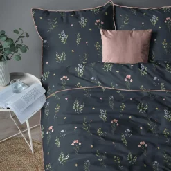 Pościele|inny Pościel bawełniana w kwiaty czarna PERKAL 220x200 cm