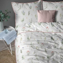 Pościele|inny Pościel bawełniana w kwiaty biała PERKAL 160x200 cm