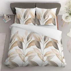 inny Pościel bawełniana w liście biała HOME SATIN 160x200 cm