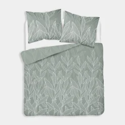 inny Pościel bawełniana w liście zielona HOME SATIN 220x200 cm