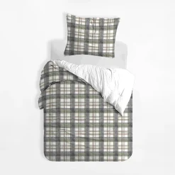 Dzieci inny Pościel bawełniana w szaro-brązową kratę BOHOO 140x200 cm