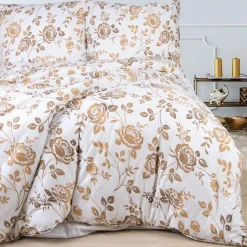 Darymex Pościel bawełniana w złote kwiaty JERSEYLOVE 220x200 cm