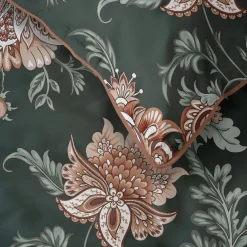 inny Pościel bawełniana zielona w kwiaty PERKAL 160x200 cm