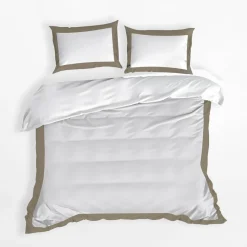 Pościele|Eurofirany Pościel nowoczesna biało-kawowa LAURA 220x200 cm