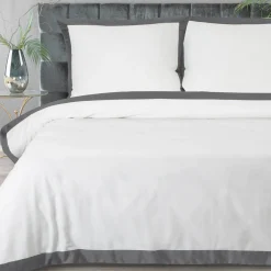 Eurofirany Pościel nowoczesna biało-stalowa LAURA 160x200 cm