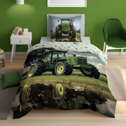 Pościele|inny Pościel świecąca w ciemności, wzór z zielonym traktorem, FLUO 140x200 cm