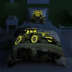 Pościele|inny Pościel świecąca w ciemności, wzór z zielonym traktorem, FLUO 140x200 cm