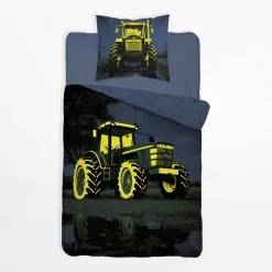 inny Pościel świecąca w ciemności, wzór z zielonym traktorem, FLUO 160x200 cm