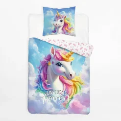 inny Pościel świecąca w ciemnościach, wzór tęczowego jednorożca, FLUO 160x200 cm