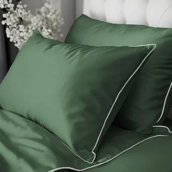 Pościele| Pościel z makosatyny zielona PURE 160x200 cm