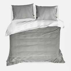 Eurofirany Pościel z satyny bawełnianej szaro-biała EVA MINGE 160x200 cm