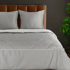 Eurofirany Pościel z satyny bawełnianej szaro-biała EVA MINGE 160x200 cm