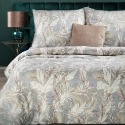 Eurofirany Pościel z satyny bawełnianej w liście NIKA 160x200 cm