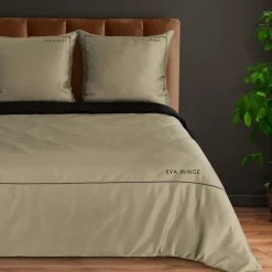 Pościele|EVA MINGE Pościel z satyny bawełnianej beżowa-czarna 160x200 cm