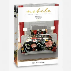 Faro Pościel z satyny bawełnianej w kwiaty NOBILE 160x200 cm