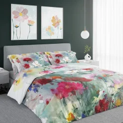 Faro Pościel z satyny bawełnianej malarska łąka NOBILE 140x200 cm