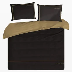 EVA MINGE Pościel z satyny bawełnianej czarno-złota 160x200 cm
