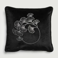 inny Poduszka dekoracyjna czarna FLOWERS 45x45 cm