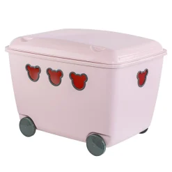 Dzieci Pojemnik na zabawki różowy z kółkami TEDDY, 55 l