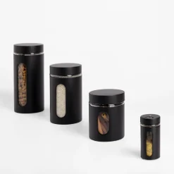 Pojemniki Na Żywność|inny Pojemnik szklany z metalową pokrywką czarny 1000 ml