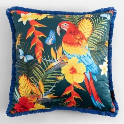 inny Poszewka ciemnoniebieska z papugą TROPICANA 45x45 cm