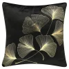 Estetica Poszewka dekoracyjna czarna w złote liście INEZ 45x45 cm