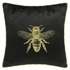Estetica Poszewka dekoracyjna czarna z pszczołą AURE 45x45 cm
