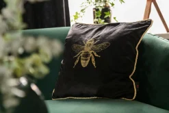 Estetica Poszewka dekoracyjna czarna z pszczołą AURE 45x45 cm