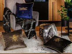 Poszewki I Poduszki Dekoracyjne|Estetica Poszewka dekoracyjna szara z pszczołą AURE 45x45 cm